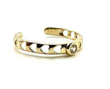 Load image into Gallery viewer, 9ct Gold Toe Ring Toe Ring 9ct Yellow Gold Solid Gold Easy Fit Crystal Heart