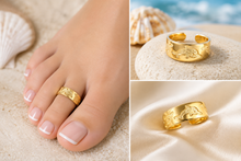 Load image into Gallery viewer, 9ct Yellow Gold Dolphin Toe Ring 5mm Open Band Solid Gold 9ct Solid Gold Toe