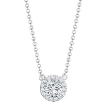Load image into Gallery viewer, 18ct White Gold 0.12ct Natural Diamond Halo Pendant with 16"-18" Chain Extender set with a 0.50ct G SI1 Diamond