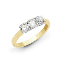 Load image into Gallery viewer, 9ct Yellow/White 1.50ct Natural Diamond Claw Set Trilogy Ring