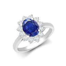 Load image into Gallery viewer, 18ct White Gold 0.62ct Natural Diamond Claw-set Cluster Halo Oval Ring - Holds 8x6mm Sapphire 1.25cts