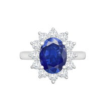 Load image into Gallery viewer, 18ct White Gold 0.96ct Natural Diamond Claw-set Cluster Halo Oval Ring - Holds 9x7mm Sapphire 2.00cts