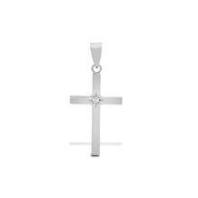 Load image into Gallery viewer, 18ct White 0.03ct Natural Diamond Star Set Cross