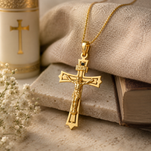 Load image into Gallery viewer, 9ct Yellow Gold Crucifix Pendant Jesus Cross Religious 40mm
