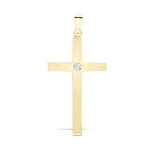 Load image into Gallery viewer, 9ct Yellow 0.10ct Invisible Set Natural Diamond Cross