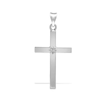 Load image into Gallery viewer, 9ct White 0.05ct Star Set Natural Diamond Cross