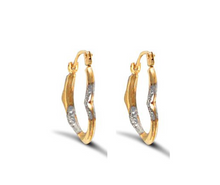 Load image into Gallery viewer, 9CT GOLD HEART SHAPED CREOLE HOOP EARRINGS - TWO TONE - SOLID 9CT GOLD