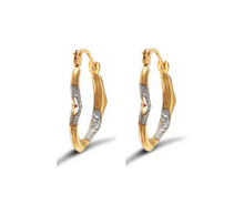 Load image into Gallery viewer, 9CT GOLD HEART SHAPED CREOLE HOOP EARRINGS - TWO TONE - SOLID 9CT GOLD