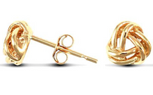Load image into Gallery viewer, 9ct Gold Knot Earrings Knot Stud Earrings with Butterfly Fasteners Real 9ct Gold