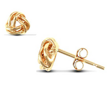 Load image into Gallery viewer, 9ct Gold Knot Earrings Knot Stud Earrings with Butterfly Fasteners Real 9ct Gold