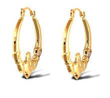 Load image into Gallery viewer, 9ct Yellow Gold Claddagh Creole Hoop Earrings Solid 9K Gold Earrings