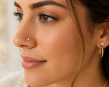 Load image into Gallery viewer, 9ct Gold Nose Pin Hinged 3.0mm Nose Stud Solid 9ct Gold Nose Stud SOLID GOLD