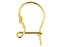 Load image into Gallery viewer, Fleur de Lys Safety Ear Hook 9ct Yellow Gold Wires for Earrings - Gold 1 Pair