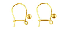 Load image into Gallery viewer, 9ct Yellow Gold Plain Safety Earring Hook Wires with Bead - Yellow Gold 1 x Pair