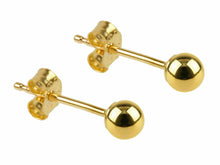 Load image into Gallery viewer, Yellow Gold Round Ball Stud Sleeper Earrings 3mm 14ct Gold Bonded x Pair