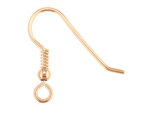 Load image into Gallery viewer, 9ct Rose Gold Hook Wire Beaded Hook Wire 9ct Red Gold Earring hooks 1 x Pair