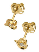 Load image into Gallery viewer, 9ct Gold Heart Earrings Stud Synthetic DiamondEarrings New 9ct Yellow Gold Studs