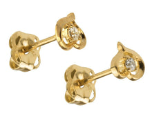 Load image into Gallery viewer, 9ct Gold Heart Earrings Stud Synthetic DiamondEarrings New 9ct Yellow Gold Studs