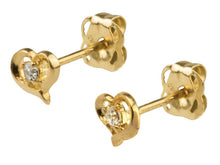 Load image into Gallery viewer, 9ct Gold Heart Earrings Stud Synthetic DiamondEarrings New 9ct Yellow Gold Studs