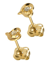 Load image into Gallery viewer, 9ct Gold Heart Earrings Stud Synthetic DiamondEarrings New 9ct Yellow Gold Studs