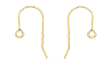 Load image into Gallery viewer, 9ct yellow gold twisted hook earring jewellery wires earring fasteners 1 x Pair