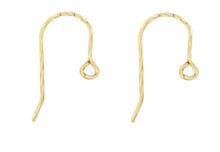 Load image into Gallery viewer, 9ct yellow gold twisted hook earring jewellery wires earring fasteners 1 x Pair