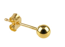 Load image into Gallery viewer, 9ct Gold Round Ball Stud Sleeper Earring 3mm Plain Yellow Stud Earring SINGLE