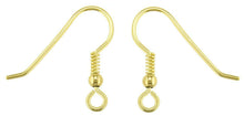 Load image into Gallery viewer, 9ct Yellow Gold twist hook wire with bead earring jewellery fastener 1 x Pair