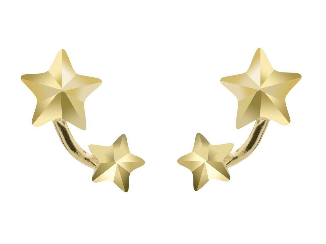 Starburst Gold Earrings 9ct Yellow Gold Earrings Stud Earrings Double Star