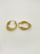 Load image into Gallery viewer, 9ct Gold Rope Chain Style Earring Hoops Yellow Gold Triple Rope Hoops 9ct Yellow