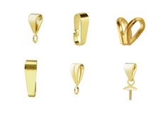 Load image into Gallery viewer, Gold Pendant Bail Fitting 9ct Yellow Gold Easy Use Pendant Bale Bail ALL TYPES