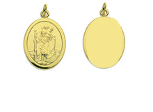 Load image into Gallery viewer, St. Christopher Pendant 9ct Gold, Oval Saint Christopher Yellow Gold Traveller