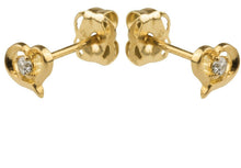 Load image into Gallery viewer, Valentines Day Gift Gold Heart Earrings Stud Synthetic Diamond Earrings 9ct Gold