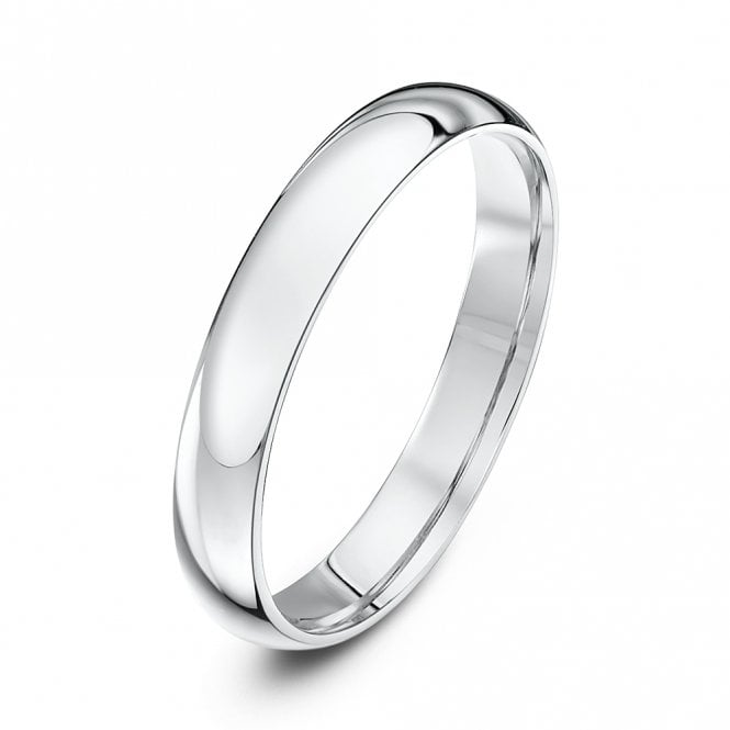 9ct White Gold Court Style Wedding Ring - 3mm