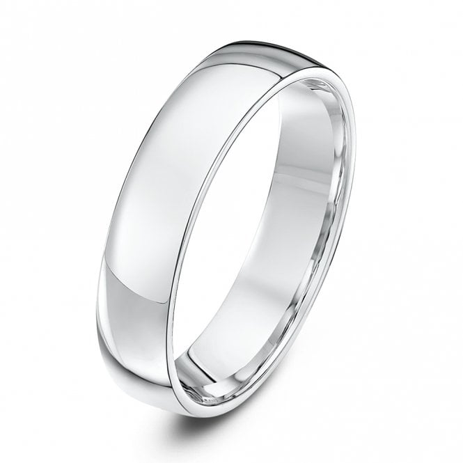 9ct White Gold Court Style Wedding Ring - 5mm