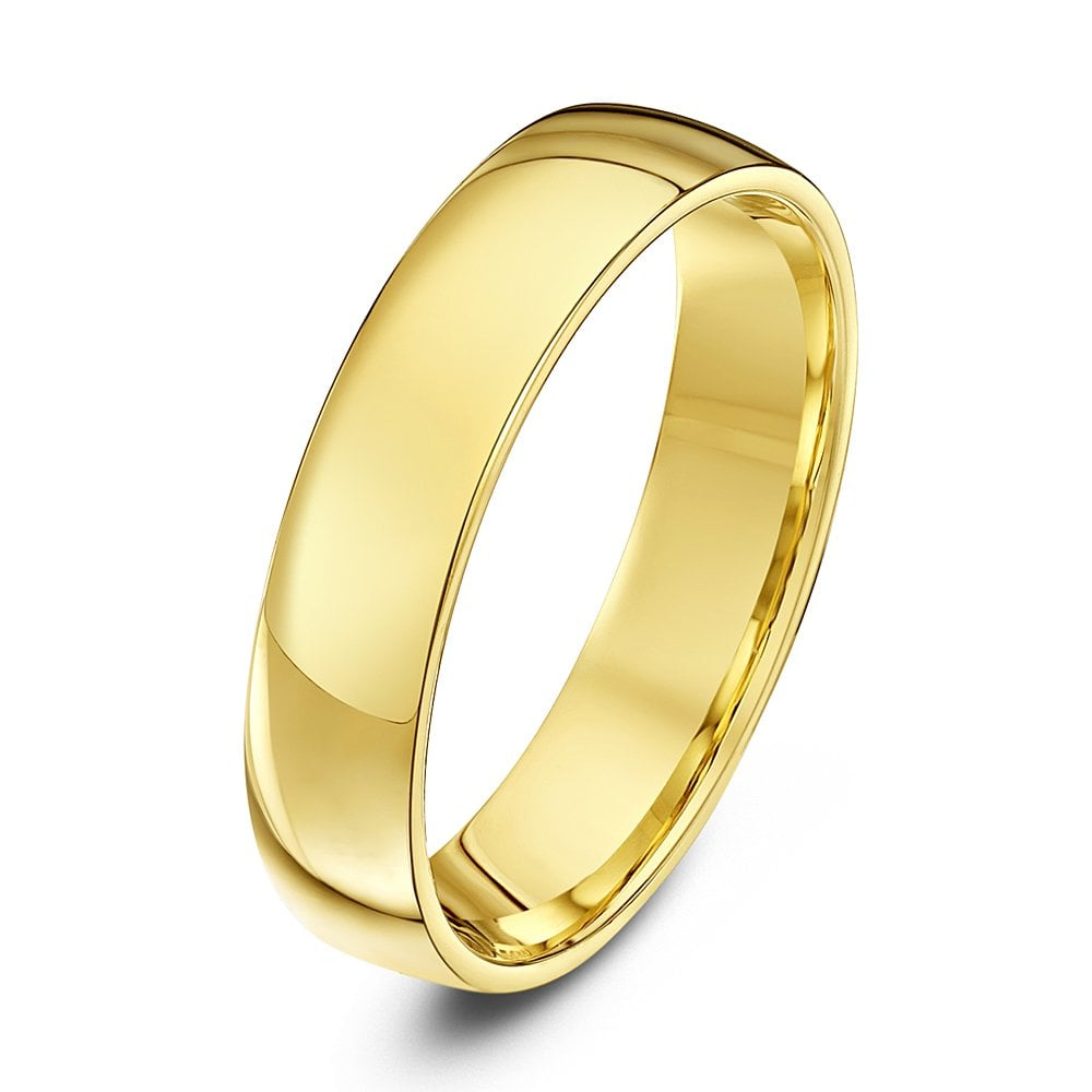 9ct Yellow Gold Court Style Wedding Ring - 5mm