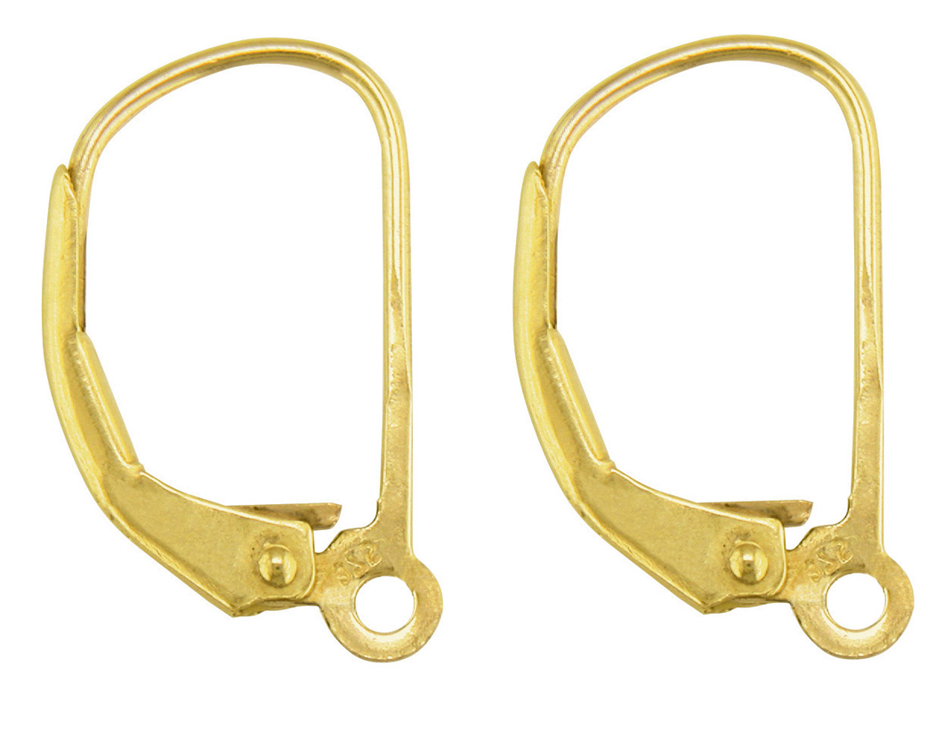 9ct Gold Continental Earring Safety Wire - Lever Back Earring Hooks 1 x Pair