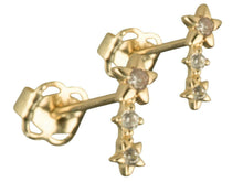 Load image into Gallery viewer, Starburst Gold Earrings Synthetic diamonds 9ct Yellow Gold Earrings Triple Star