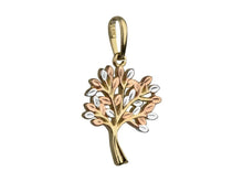 Load image into Gallery viewer, 9ct Yellow Gold Tree Of Life Pendant Tri-Colour Tree Rose Yellow White Gold