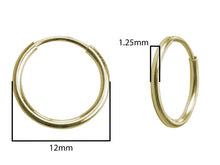 Load image into Gallery viewer, 12mm Gold Hoop Earrings 14ct Gold Bonded Endless Hoop Earrings 14ct Gold x PAIR