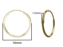 Load image into Gallery viewer, 16mm Gold Hoop Earrings 14ct Gold Bonded Hoop Earrings 14ct Gold x SINGLE