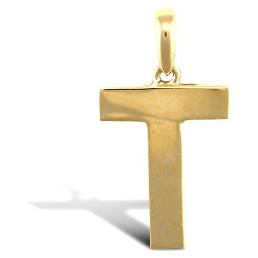 INITIAL T 9CT GOLD PENDANT SOLID GOLD LETTER INITIAL 9CT YELLOW GOLD