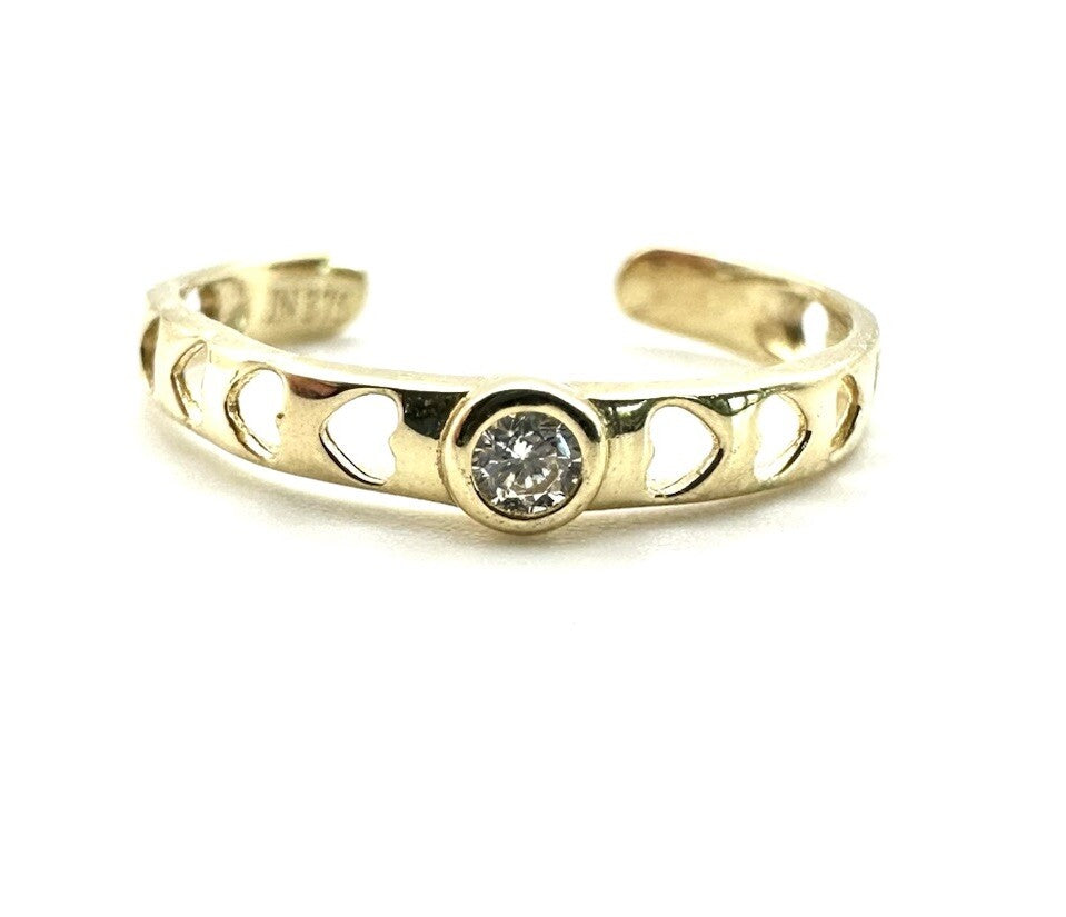 9ct Gold Toe Ring Toe Ring 9ct Yellow Gold Solid Gold Easy Fit Crystal Heart