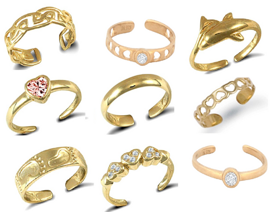 9ct Gold Toe Ring SOLID GOLD Toe Ring ALL STYLES Genuine 9ct Gold Toe Rings 375