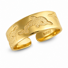 Load image into Gallery viewer, 9ct Yellow Gold Dolphin Toe Ring 5mm Open Band Solid Gold 9ct Solid Gold Toe
