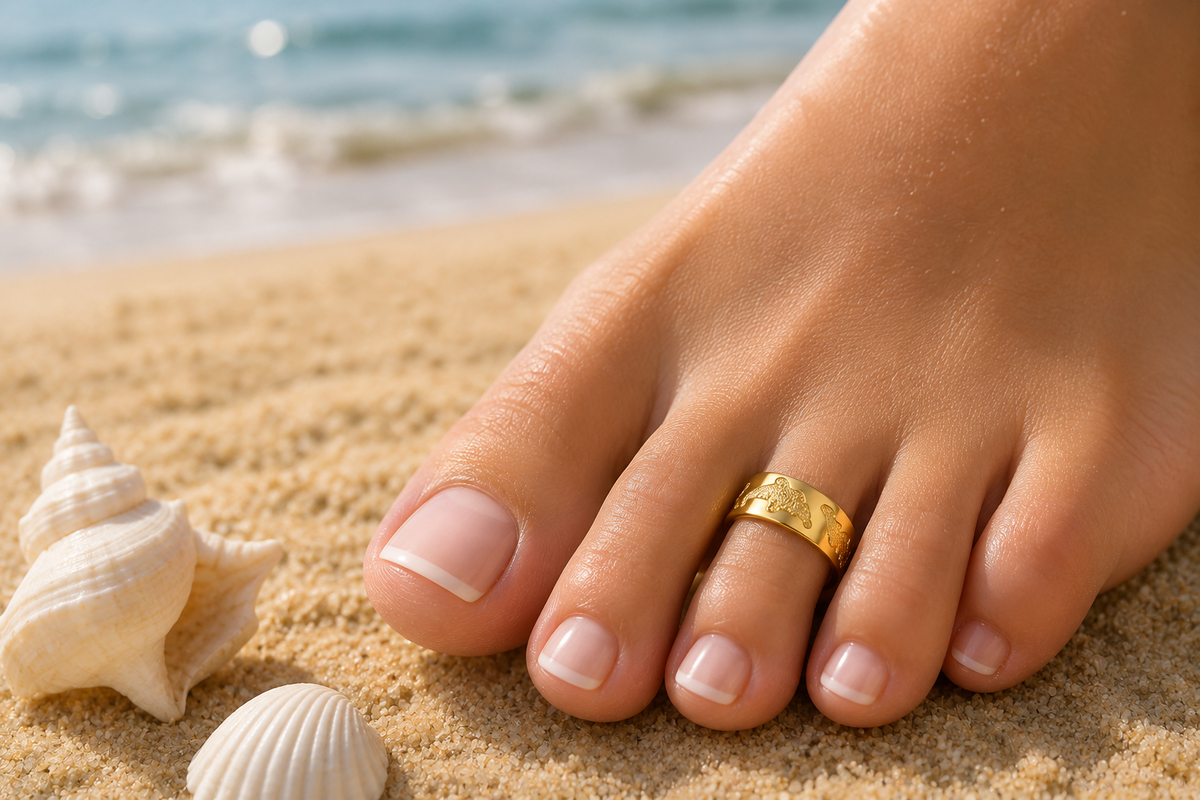 9ct Yellow Gold Dolphin Toe Ring 5mm Open Band Solid Gold 9ct Solid Gold Toe