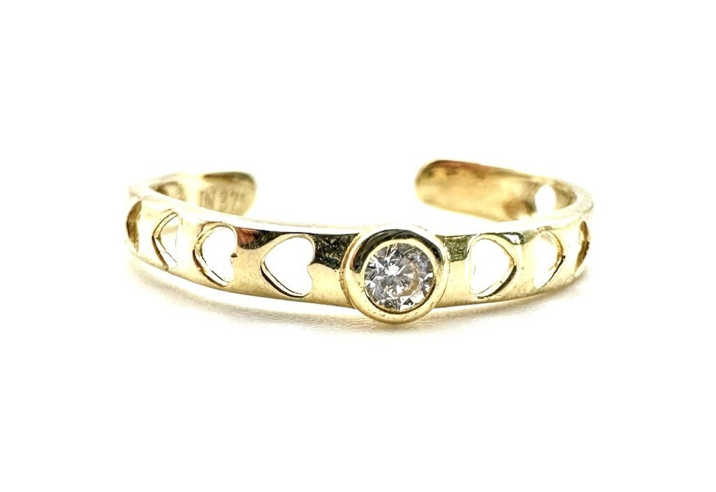 9ct Gold Toe Ring Toe Ring 9ct Yellow Gold Solid Gold Easy Fit Crystal Heart