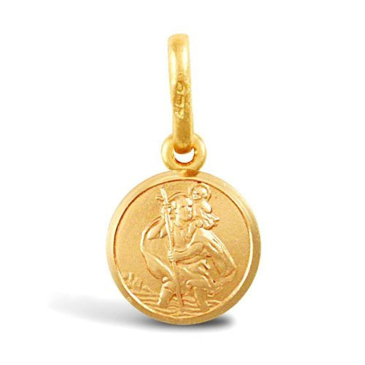 9ct Gold St Christopher Pendant Charm Small Saint Christopher Pendant Solid GOLD