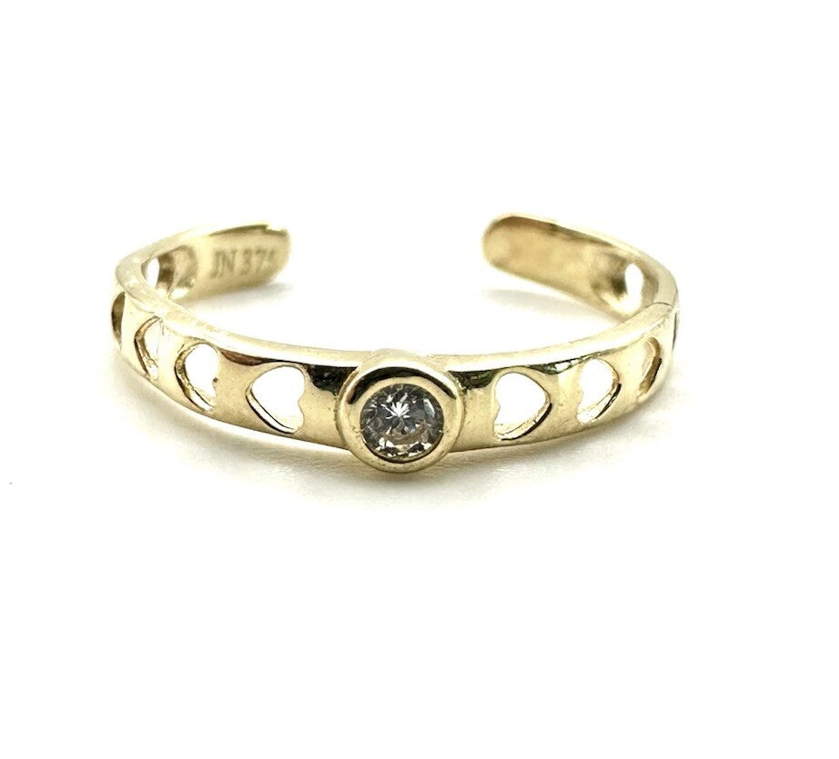 9ct Gold Toe Ring Toe Ring 9ct Yellow Gold Solid Gold Easy Fit Crystal Heart