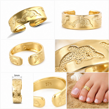 Load image into Gallery viewer, 9ct Yellow Gold Dolphin Toe Ring 5mm Open Band Solid Gold 9ct Solid Gold Toe
